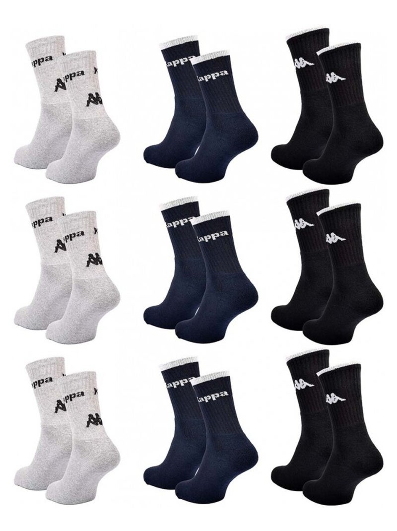 Chaussettes Homme KAPPA CREW - Pack de 9 Gris Bleu marine Noir - Kiabi