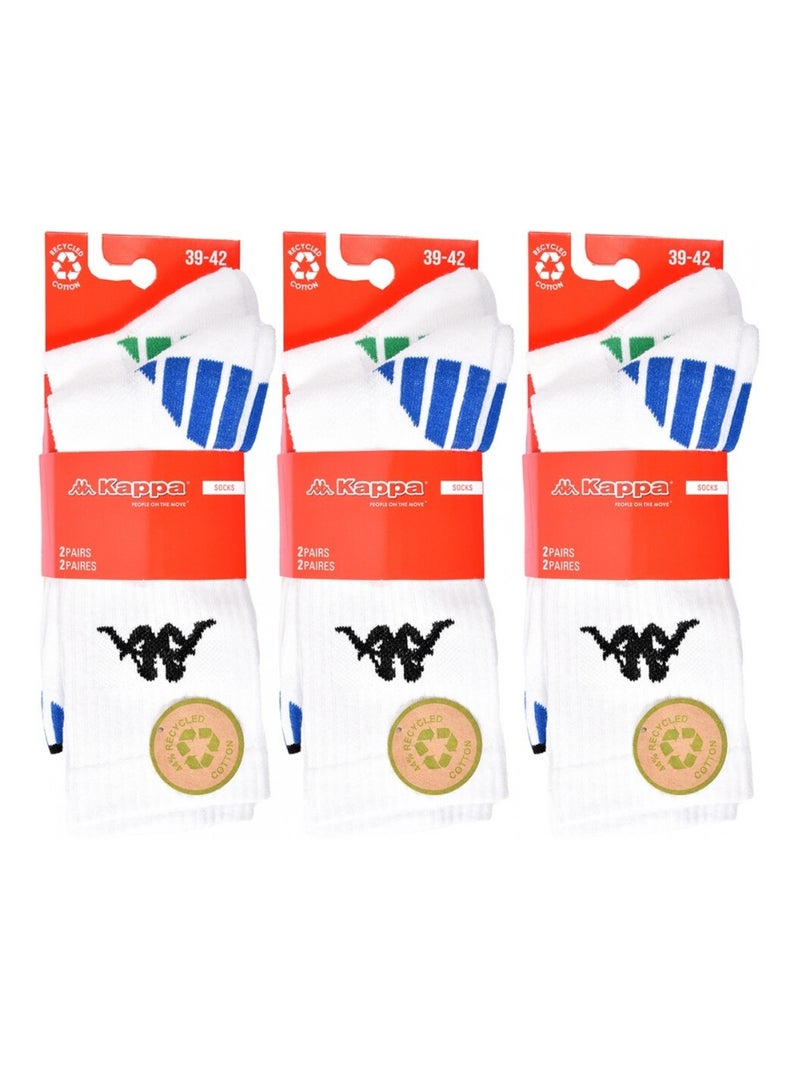 Chaussettes Homme KAPPA CREW SPORT - Pack de 6 Blanc - Kiabi