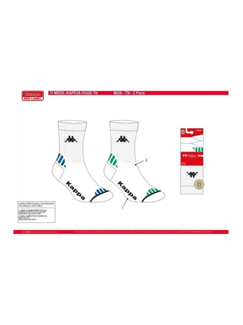 Chaussettes Homme KAPPA CREW SPORT - Pack de 6 Blanc - Kiabi