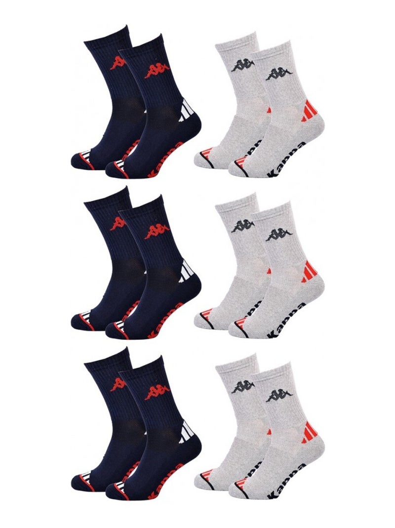 Chaussettes Homme KAPPA CREW SPORT - Pack de 6 Bleu Gris - Kiabi