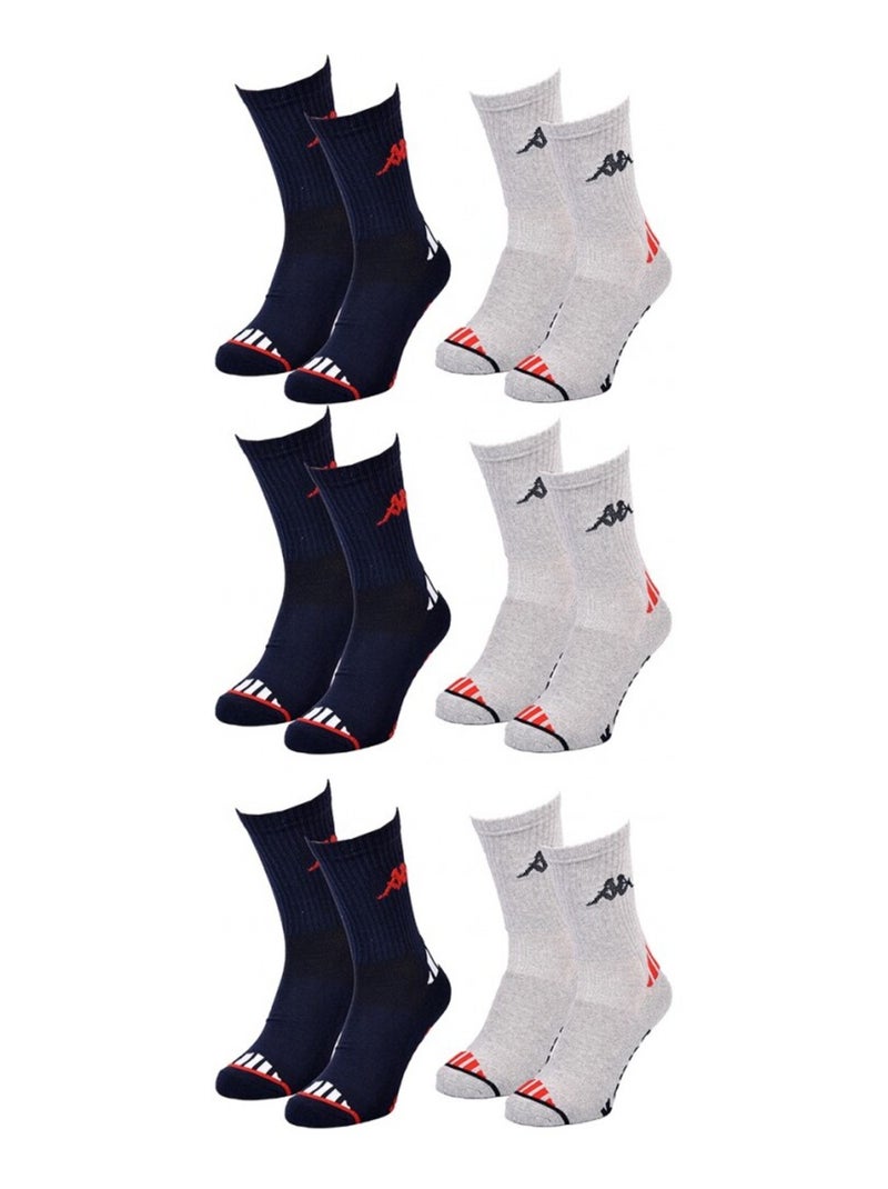 Chaussettes Homme KAPPA CREW SPORT - Pack de 6 Bleu Gris - Kiabi