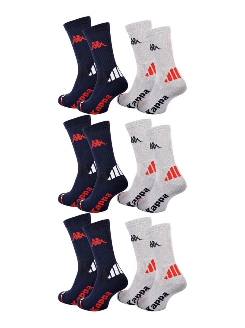Chaussettes Homme KAPPA CREW SPORT - Pack de 6 Bleu Gris - Kiabi