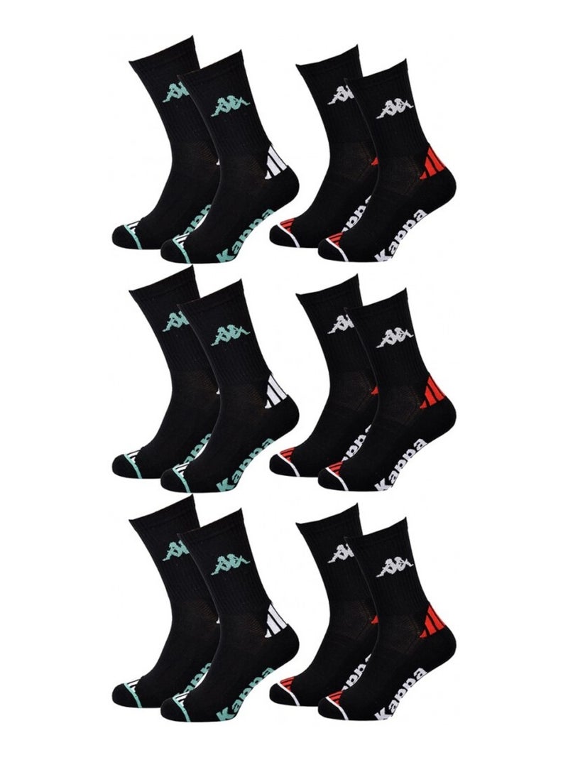 Chaussettes Homme KAPPA CREW SPORT - Pack de 6 Noir - Kiabi