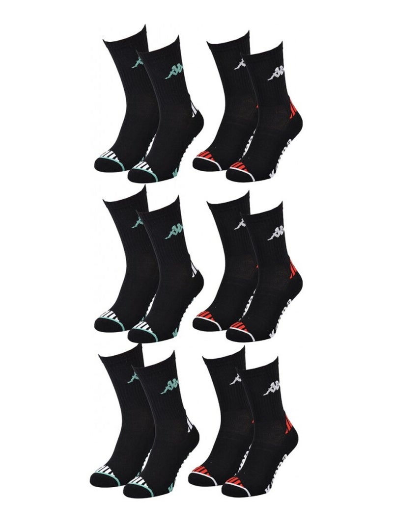 Chaussettes Homme KAPPA CREW SPORT - Pack de 6 Noir - Kiabi