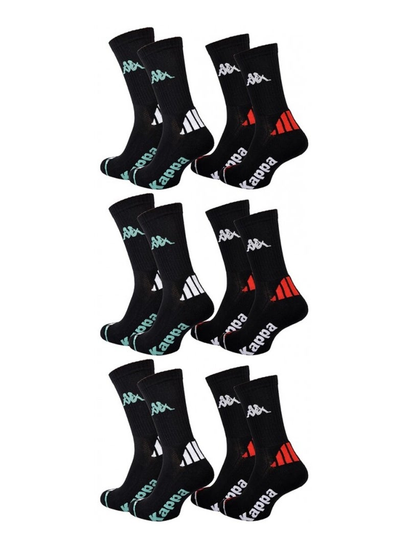 Chaussettes Homme KAPPA CREW SPORT - Pack de 6 Noir - Kiabi