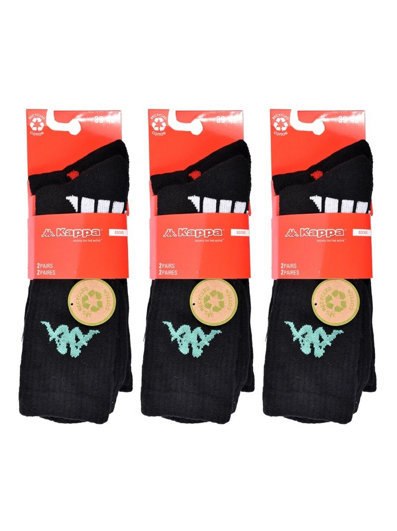 Chaussettes Homme KAPPA CREW SPORT - Pack de 6 Noir - Kiabi