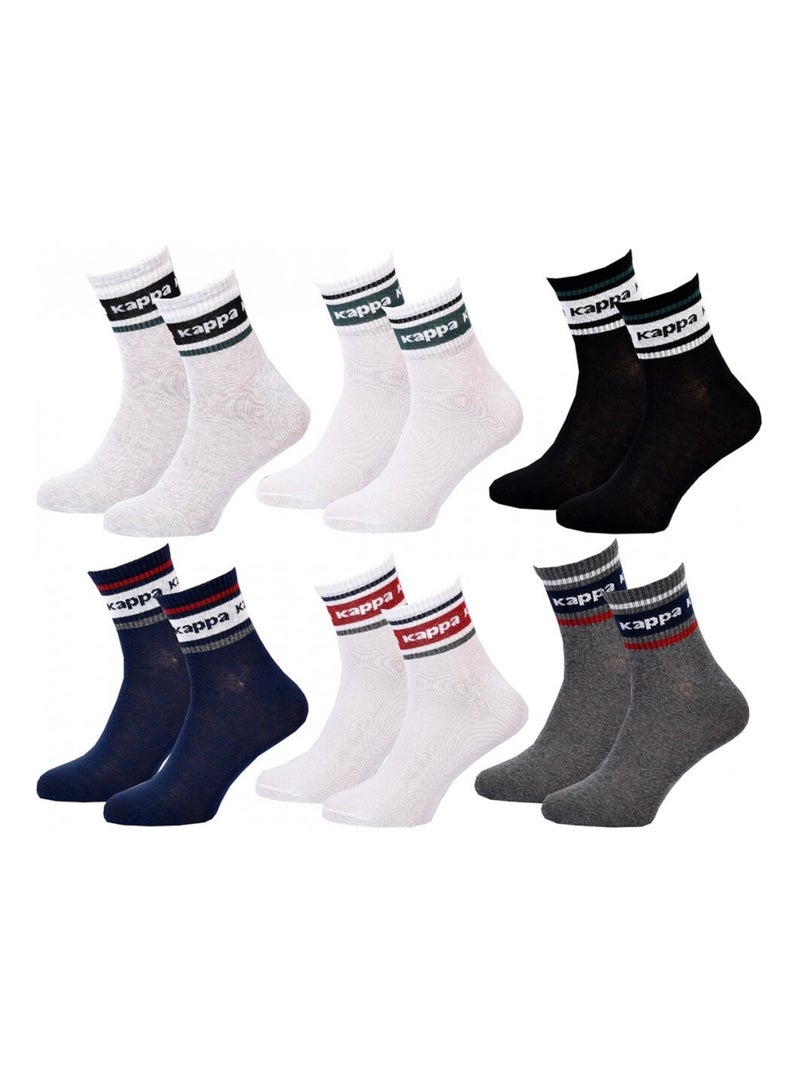 Chaussettes Homme KAPPA QUARTER - Pack de 6 Blanc Gris clair Bleu - Kiabi