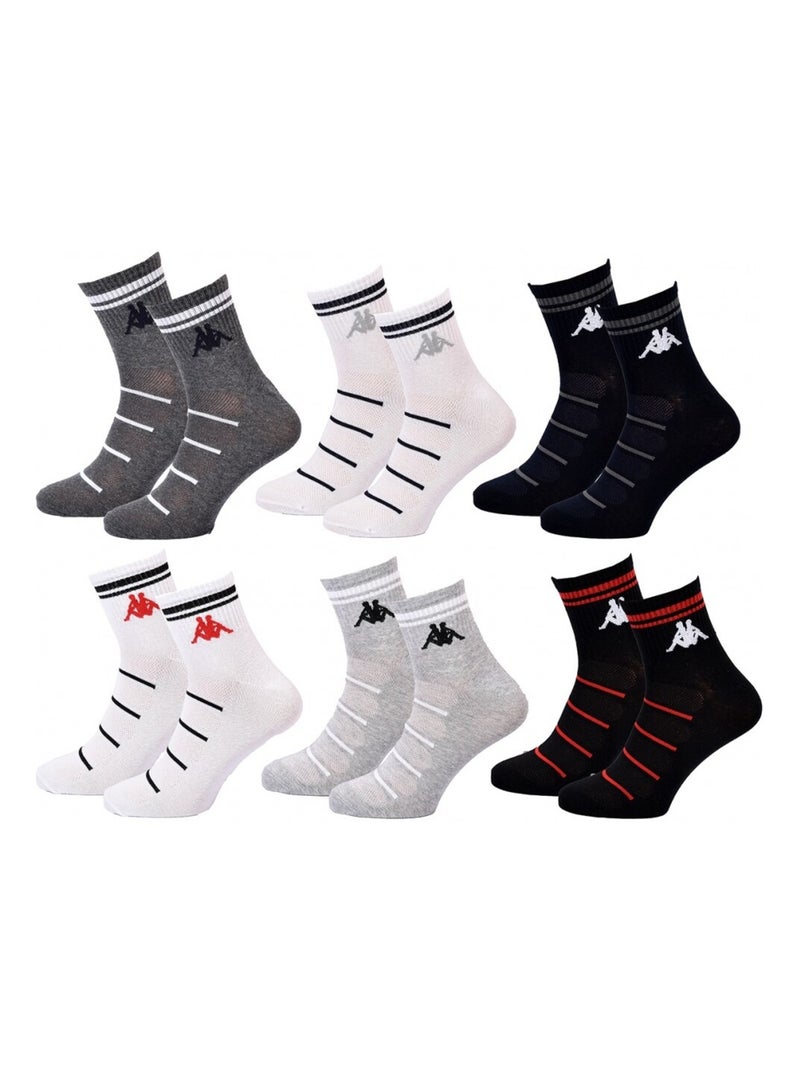 Chaussettes Homme KAPPA QUARTER - Pack de 6 Gris Blanc Noir - Kiabi