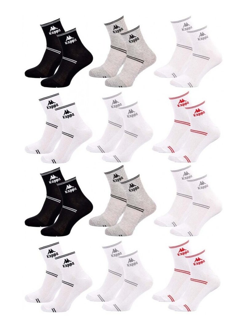 Chaussettes Homme KAPPA QUARTER Pack de 12 Noir Gris Blanc - Kiabi