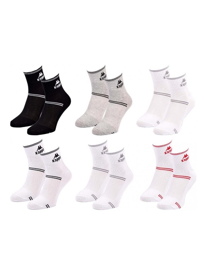 Chaussettes Homme KAPPA QUARTER Pack de 6 Blanc Multicolore Noir - Kiabi