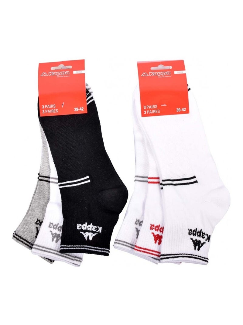 Chaussettes Homme KAPPA QUARTER Pack de 6 Blanc Multicolore Noir - Kiabi