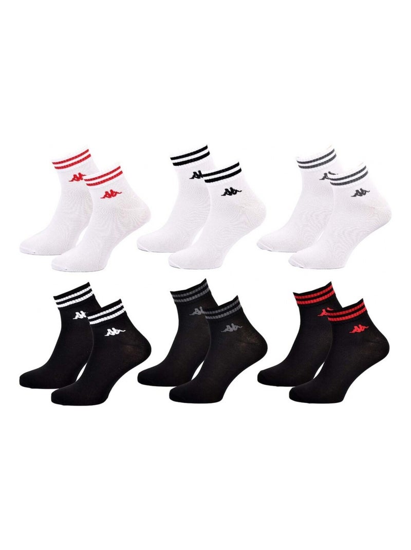 Chaussettes Homme KAPPA QUARTER Pack de 6 Noir Multicolore Blanc - Kiabi