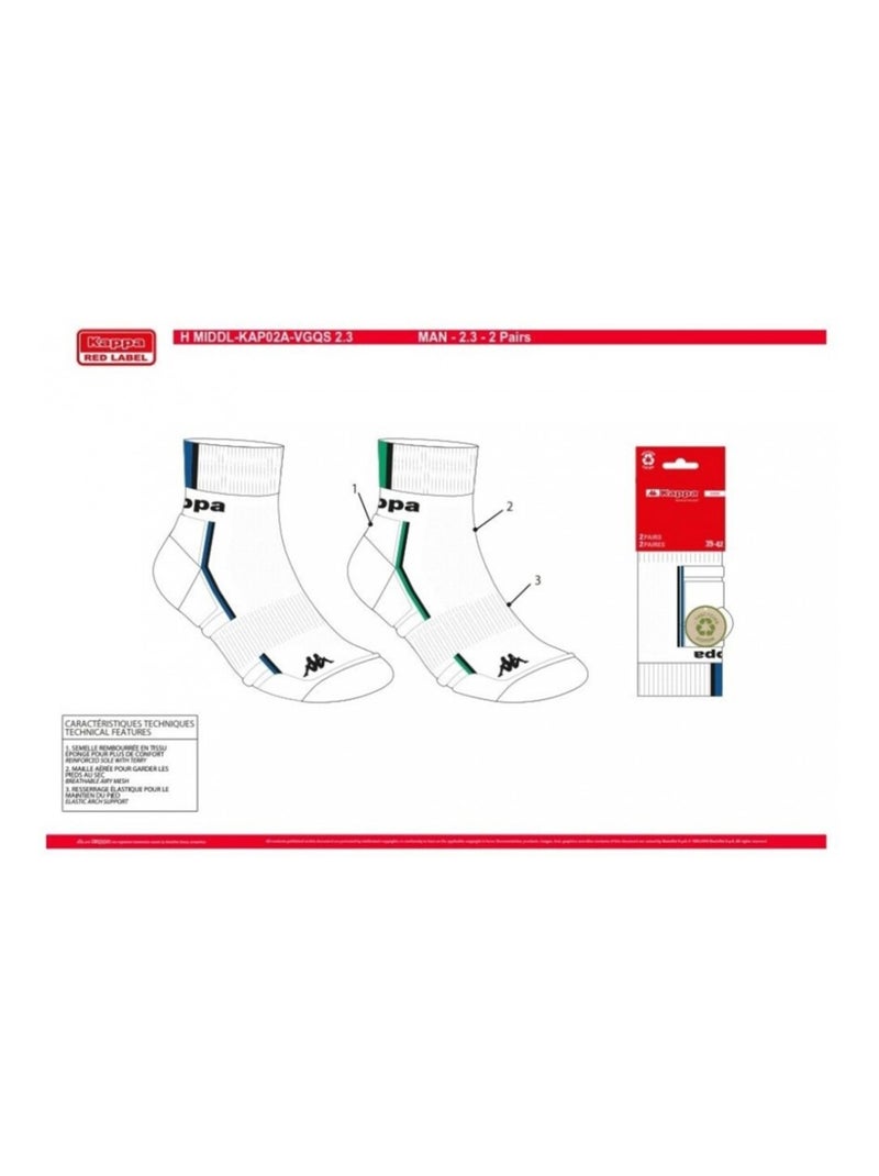 Chaussettes Homme KAPPA QUARTER SPORT - Pack de 4 Blanc - Kiabi