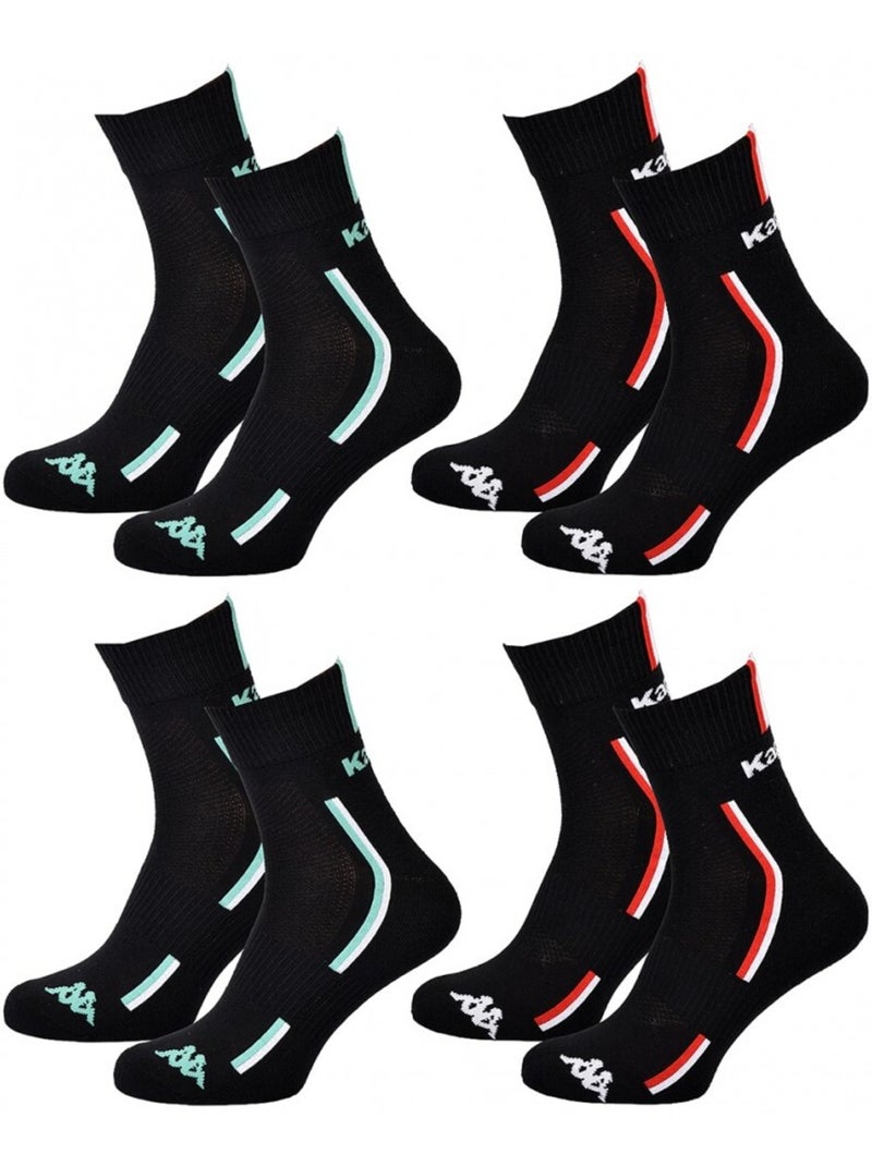 Chaussettes Homme KAPPA QUARTER SPORT - Pack de 4 Noir - Kiabi