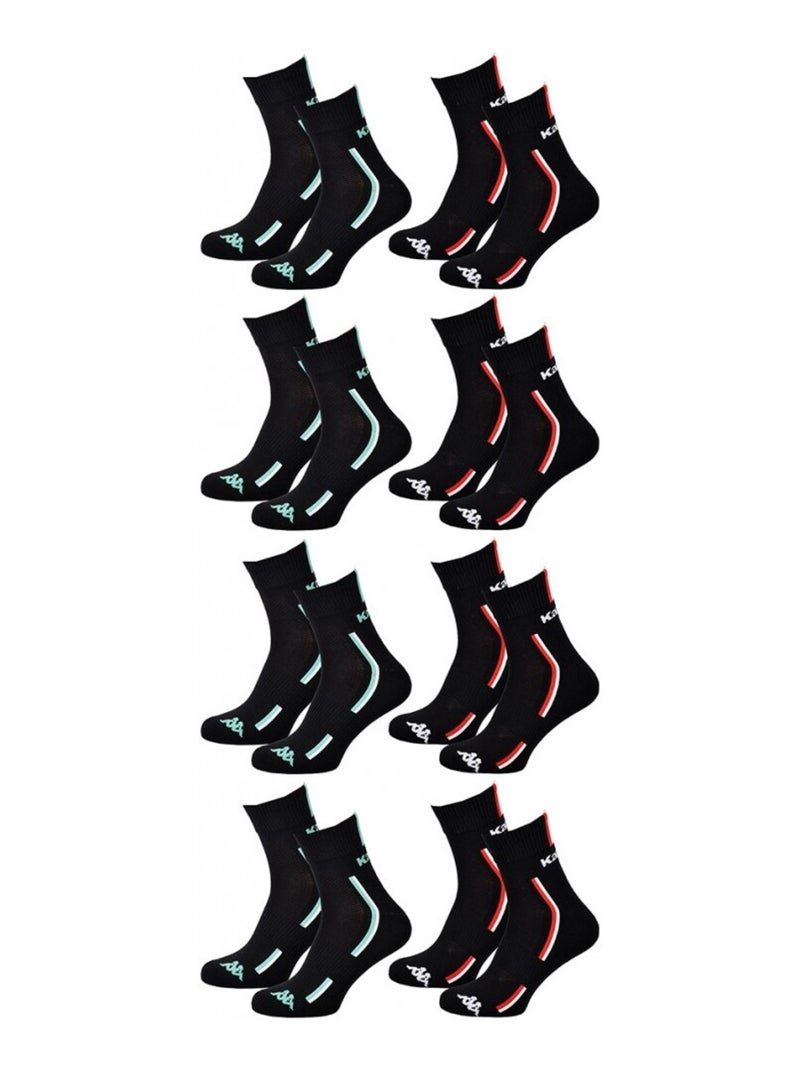 Chaussettes Homme KAPPA QUARTER SPORT - Pack de 8 Noir - Kiabi