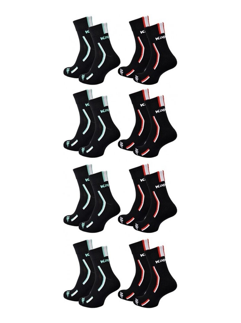 Chaussettes Homme KAPPA QUARTER SPORT - Pack de 8 Noir - Kiabi