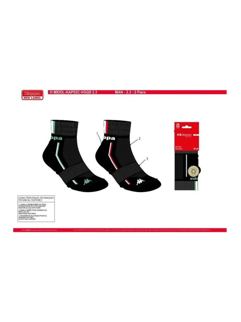 Chaussettes Homme KAPPA QUARTER SPORT - Pack de 8 Noir - Kiabi