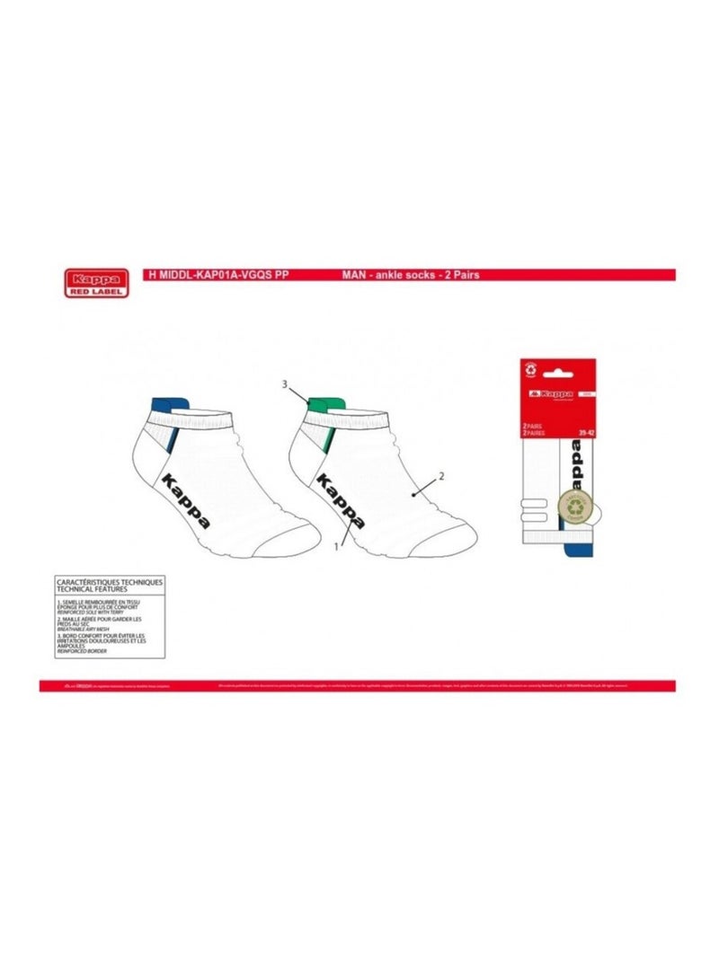 Chaussettes Homme KAPPA SNEAKER SPORT - Pack de 4 Blanc - Kiabi