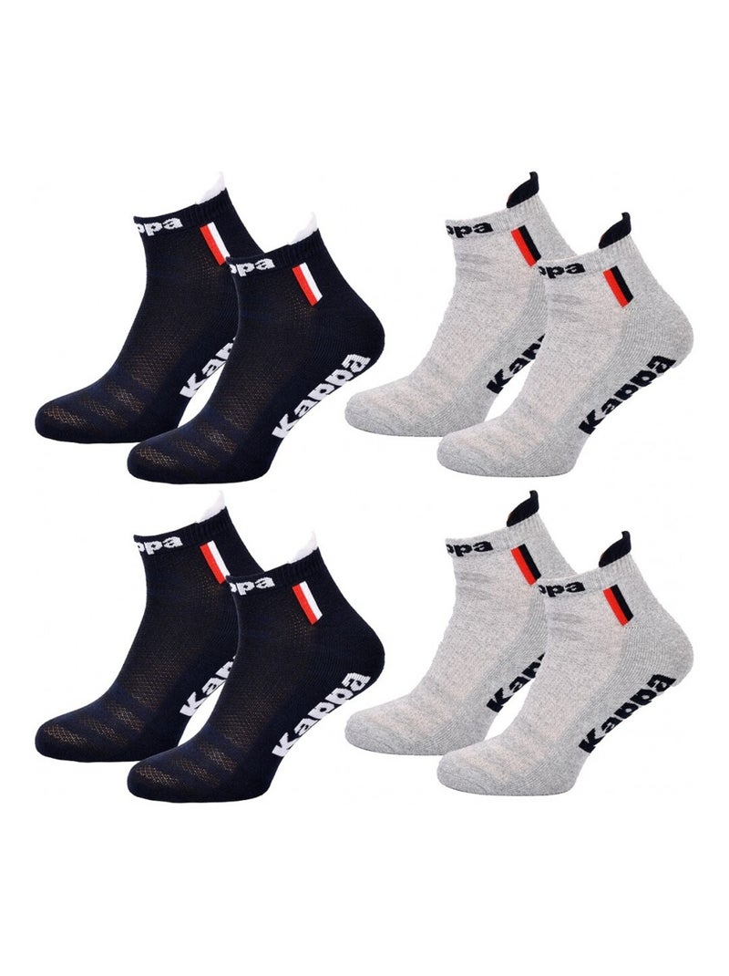 Chaussettes Homme KAPPA SNEAKER SPORT - Pack de 4 Bleu Gris - Kiabi