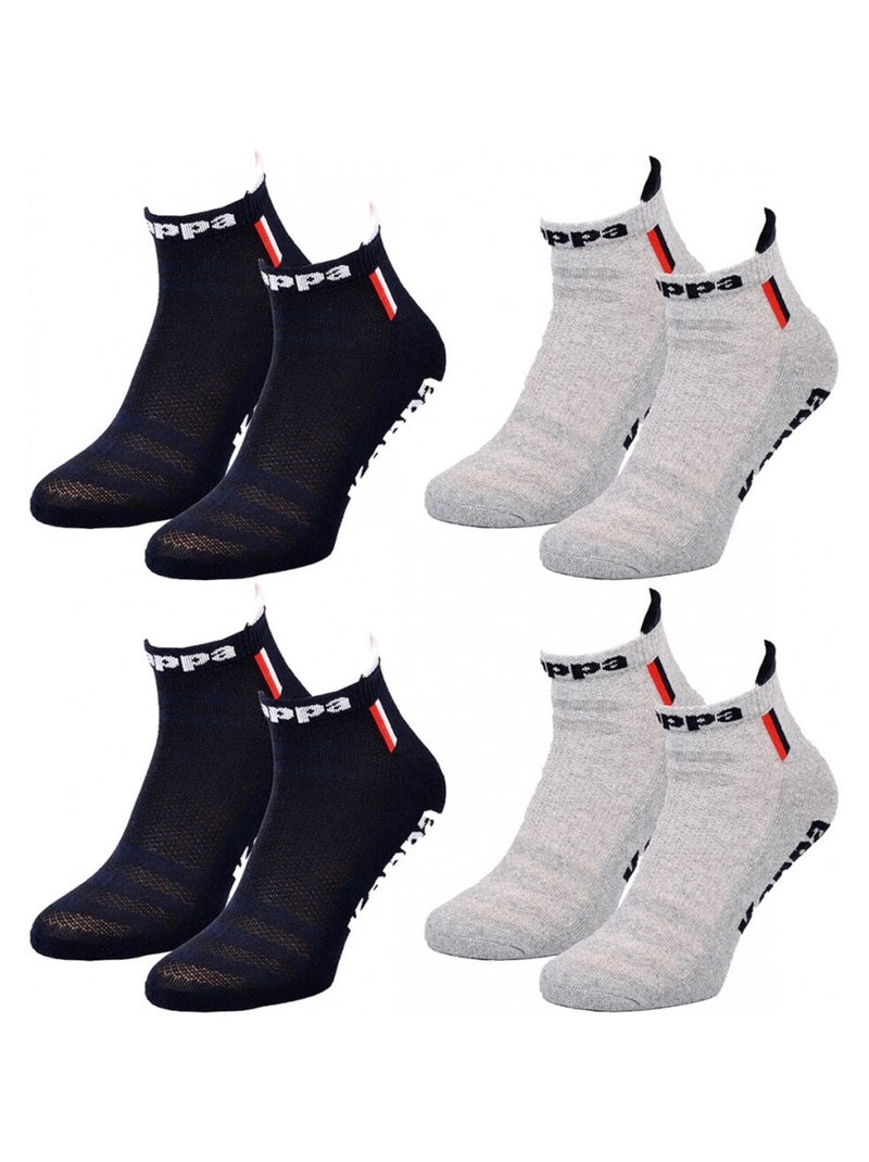 Chaussettes Homme KAPPA SNEAKER SPORT - Pack de 4 Bleu Gris - Kiabi