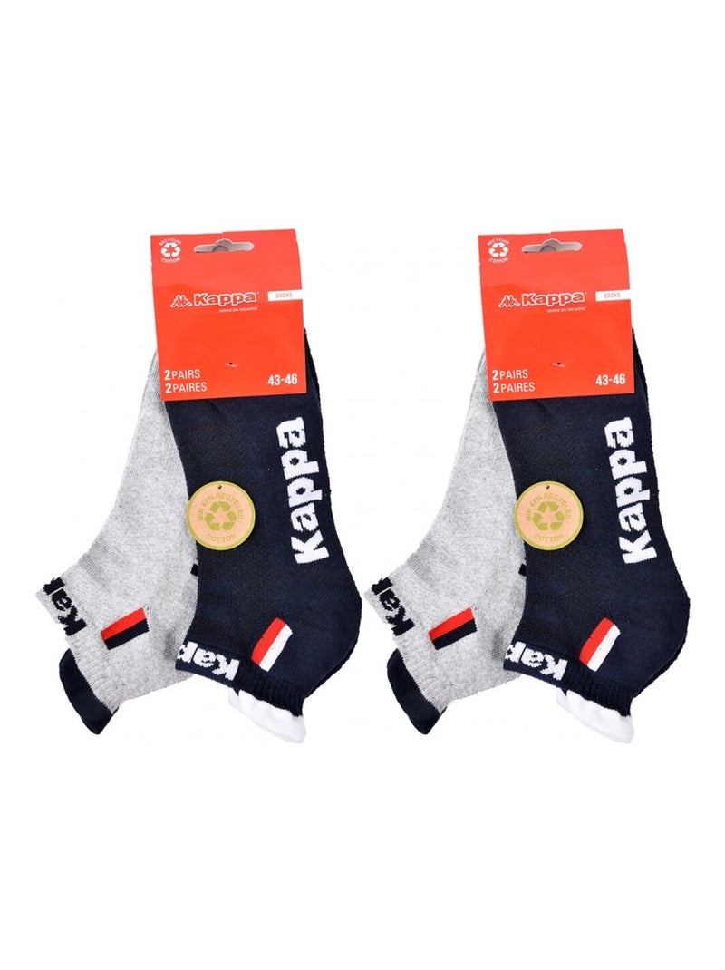 Chaussettes Homme KAPPA SNEAKER SPORT - Pack de 4 Bleu Gris - Kiabi