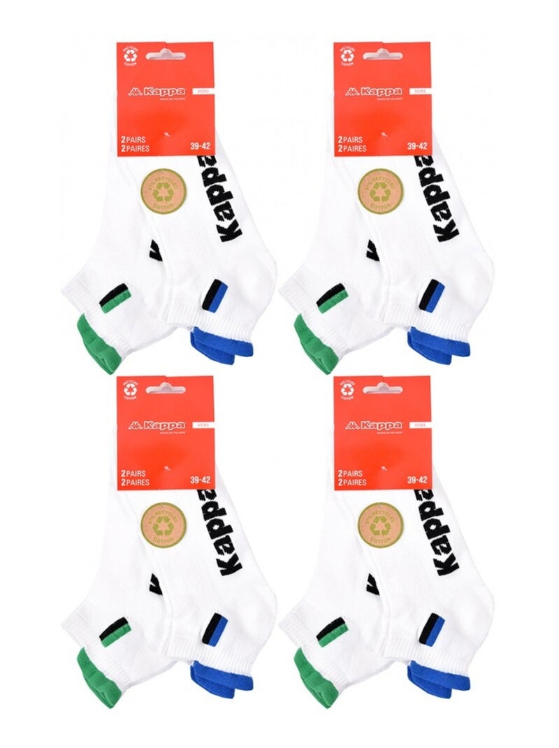 Chaussettes Homme KAPPA SNEAKER SPORT - Pack de 8 Blanc - Kiabi