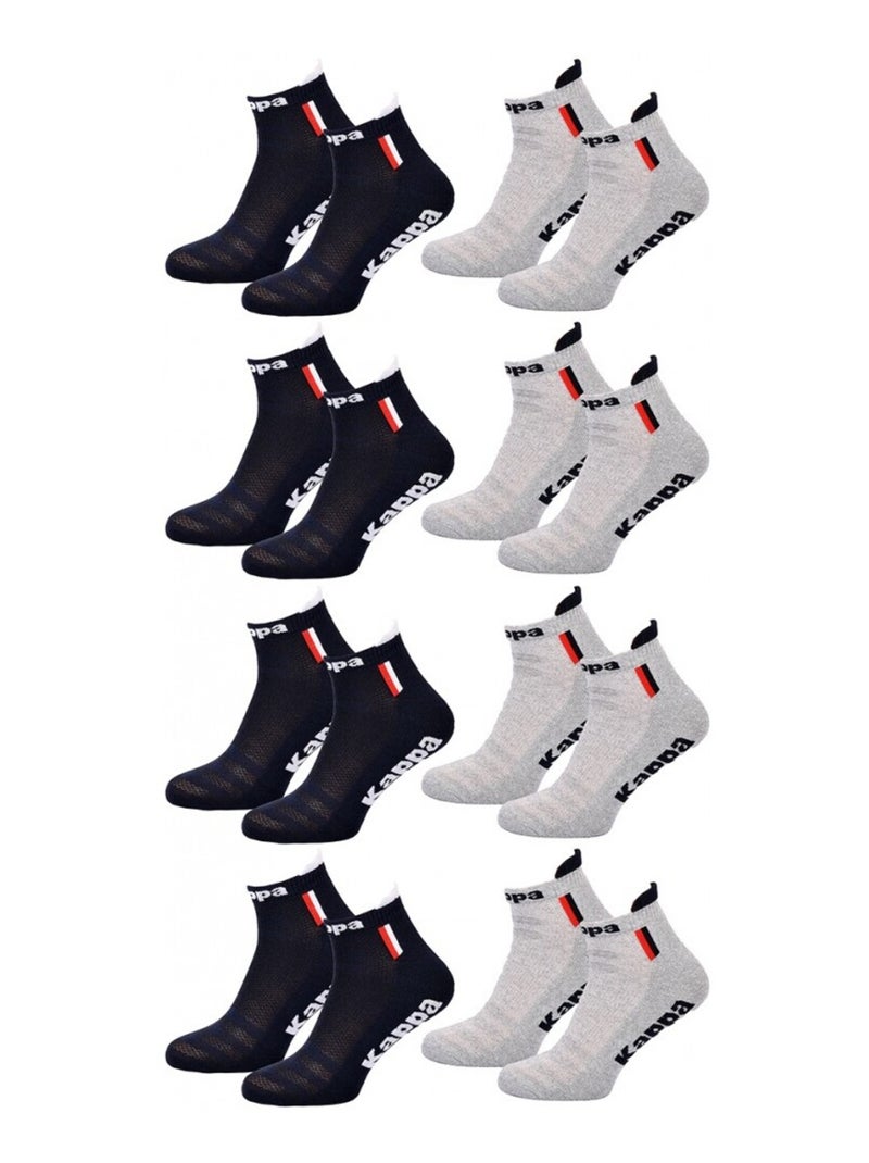 Chaussettes Homme KAPPA SNEAKER SPORT - Pack de 8 Bleu Gris - Kiabi