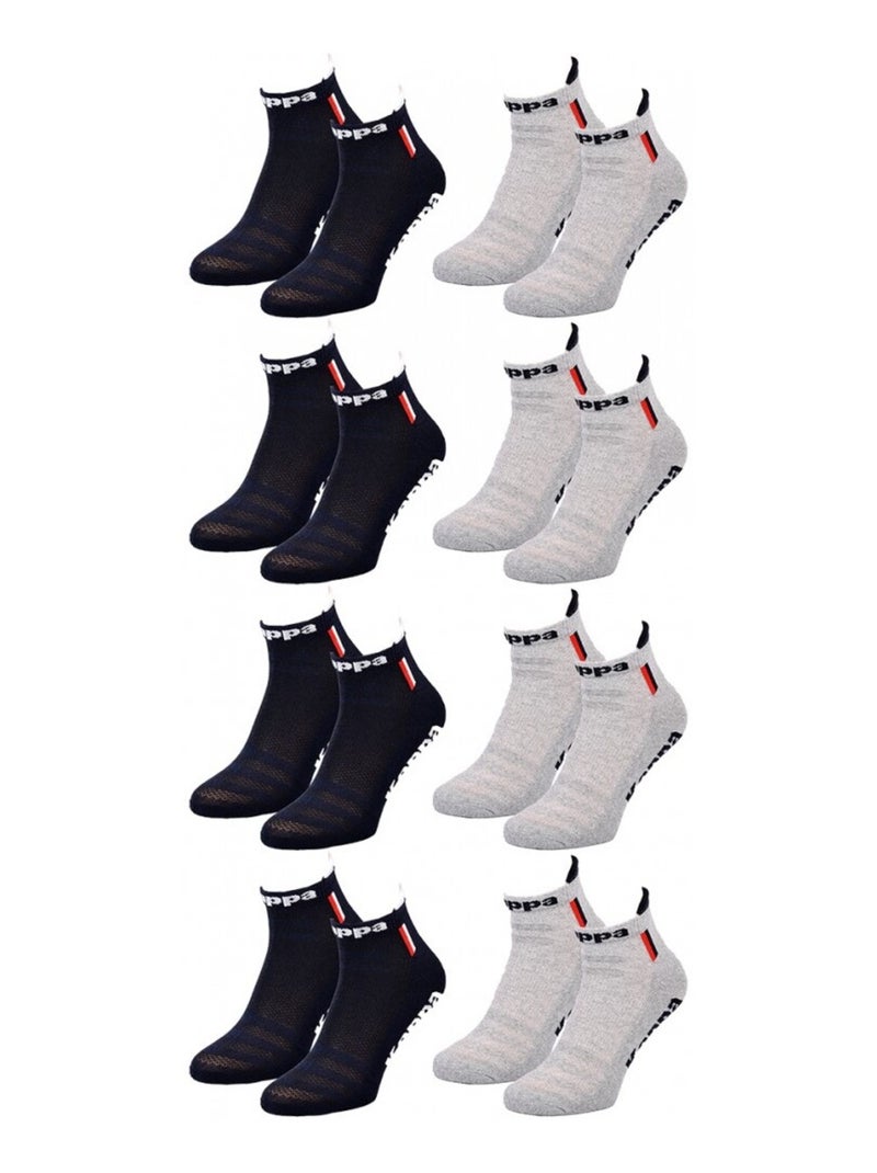 Chaussettes Homme KAPPA SNEAKER SPORT - Pack de 8 Bleu Gris - Kiabi