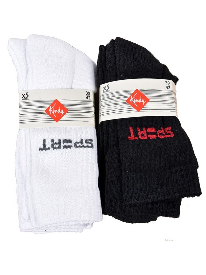 Chaussettes homme KINDY en Coton - Pack de 10 Noir Blanc - Kiabi