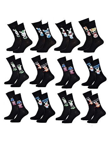 Chaussettes HOMME Licence PACK DE 12 paires Lapins crétins
