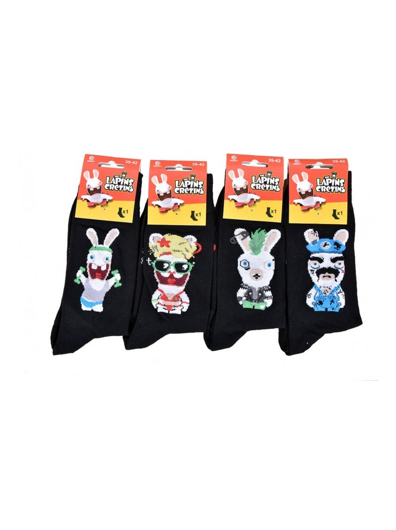 Chaussettes HOMME Licence PACK DE 12 paires Lapins crétins Noir Multicolore Noir - Kiabi