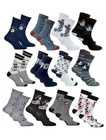 Chaussettes HOMME Licence PACK DE 12 paires Mickey