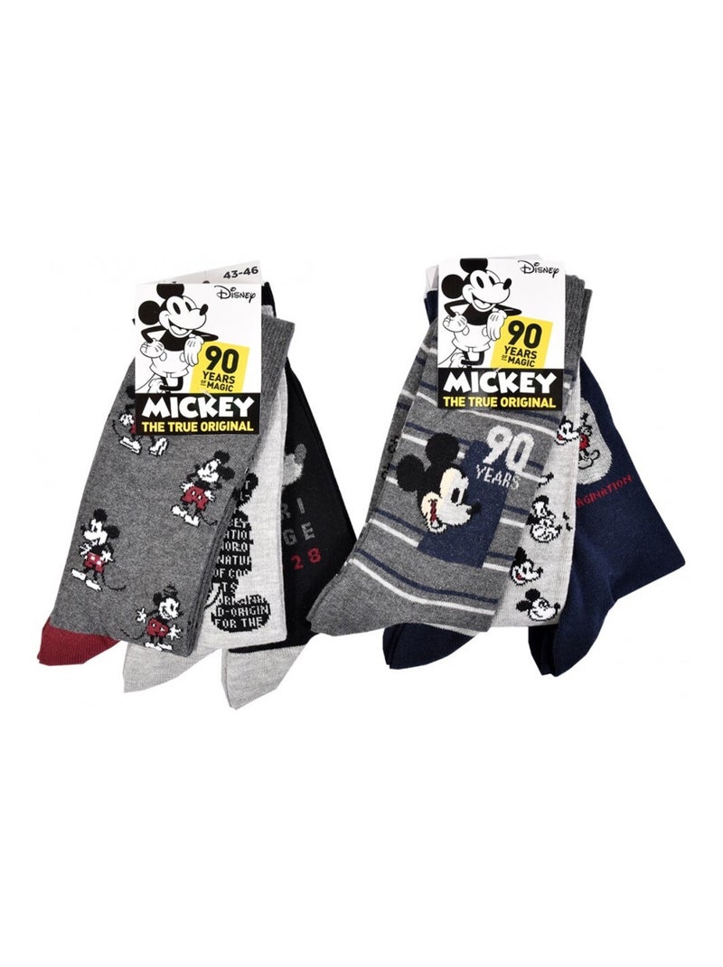 Chaussettes HOMME Licence PACK DE 12 paires Mickey Noir Gris anthracite Bleu - Kiabi