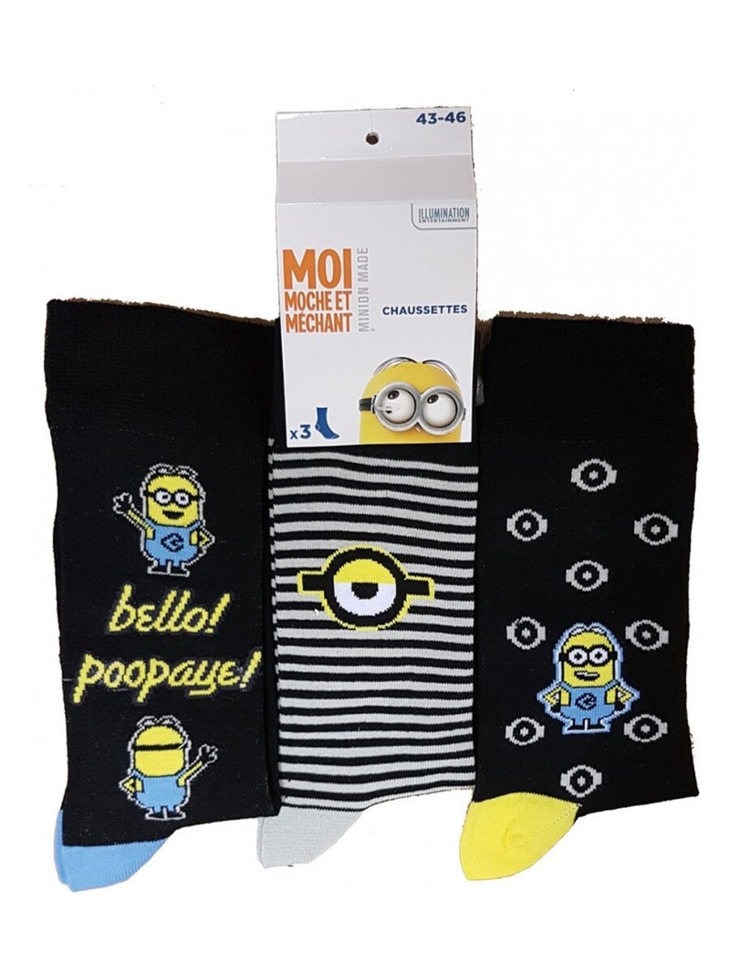 Chaussettes HOMME Licence PACK DE 12 paires Minions Noir Gris anthracite Bleu - Kiabi