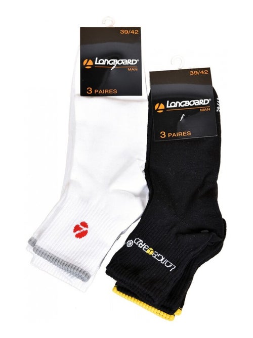 Chaussettes homme LONGBOARD Socquettes Tiges 2 tiers - Pack de 6 - Kiabi