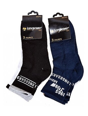 Chaussettes homme LONGBOARD Socquettes Tiges 2 tiers - Pack de 6