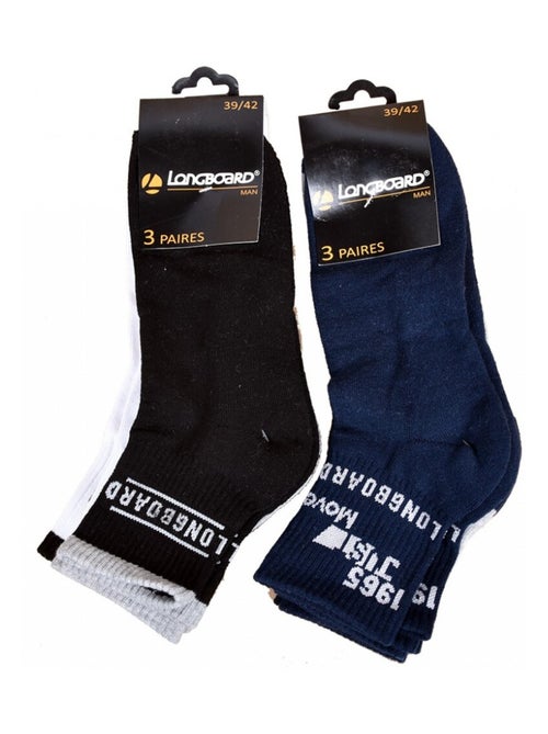 Chaussettes homme LONGBOARD Socquettes Tiges 2 tiers - Pack de 6 - Kiabi