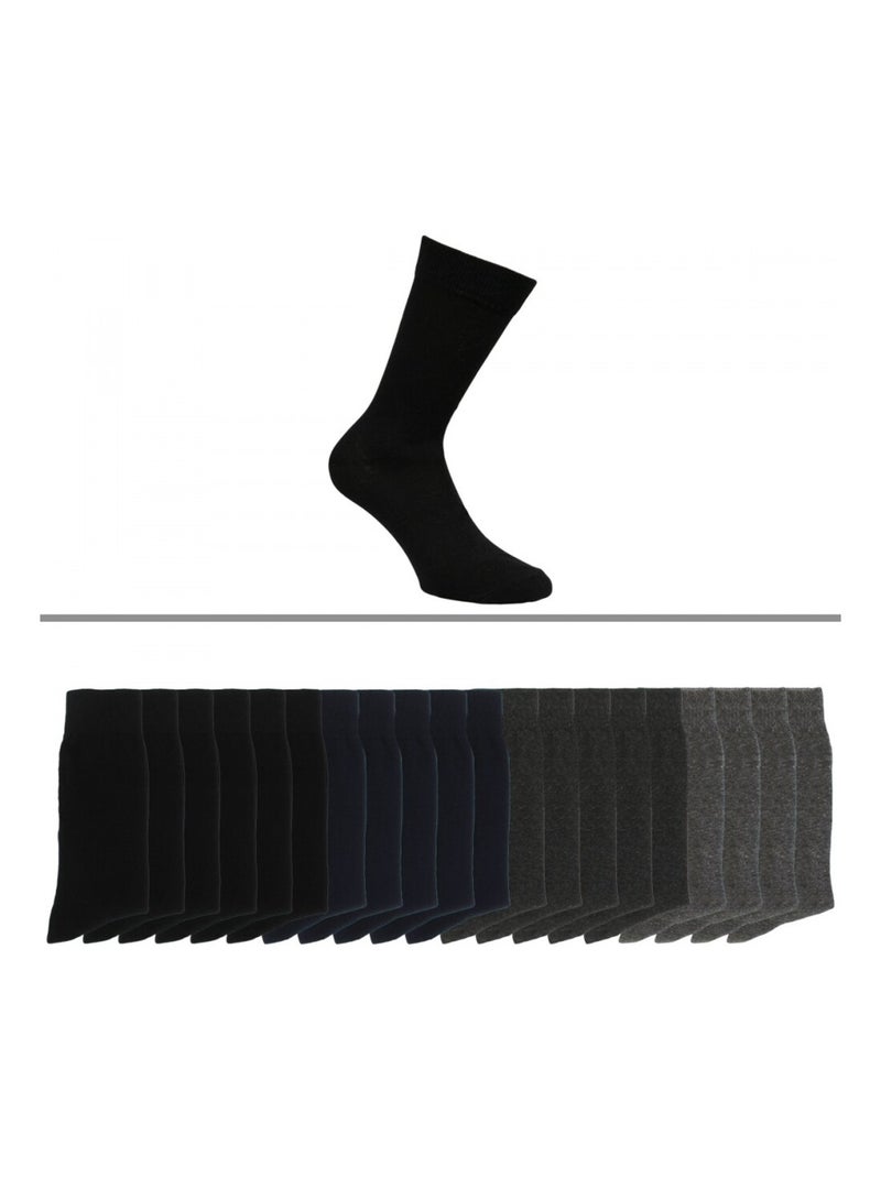 Chaussettes homme lot de 20 Noir Gris anthracite Noir - Kiabi