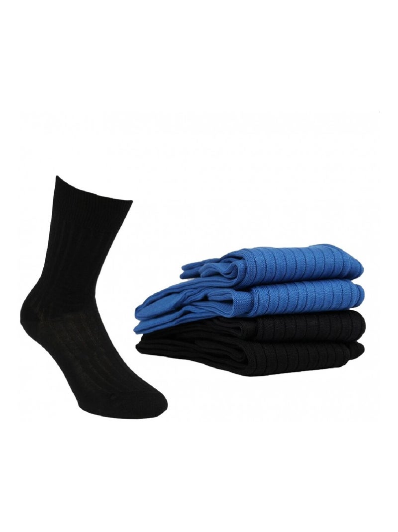 Chaussettes Homme Lot de 4 Fil d'Ecosse Noir Bleu - Kiabi