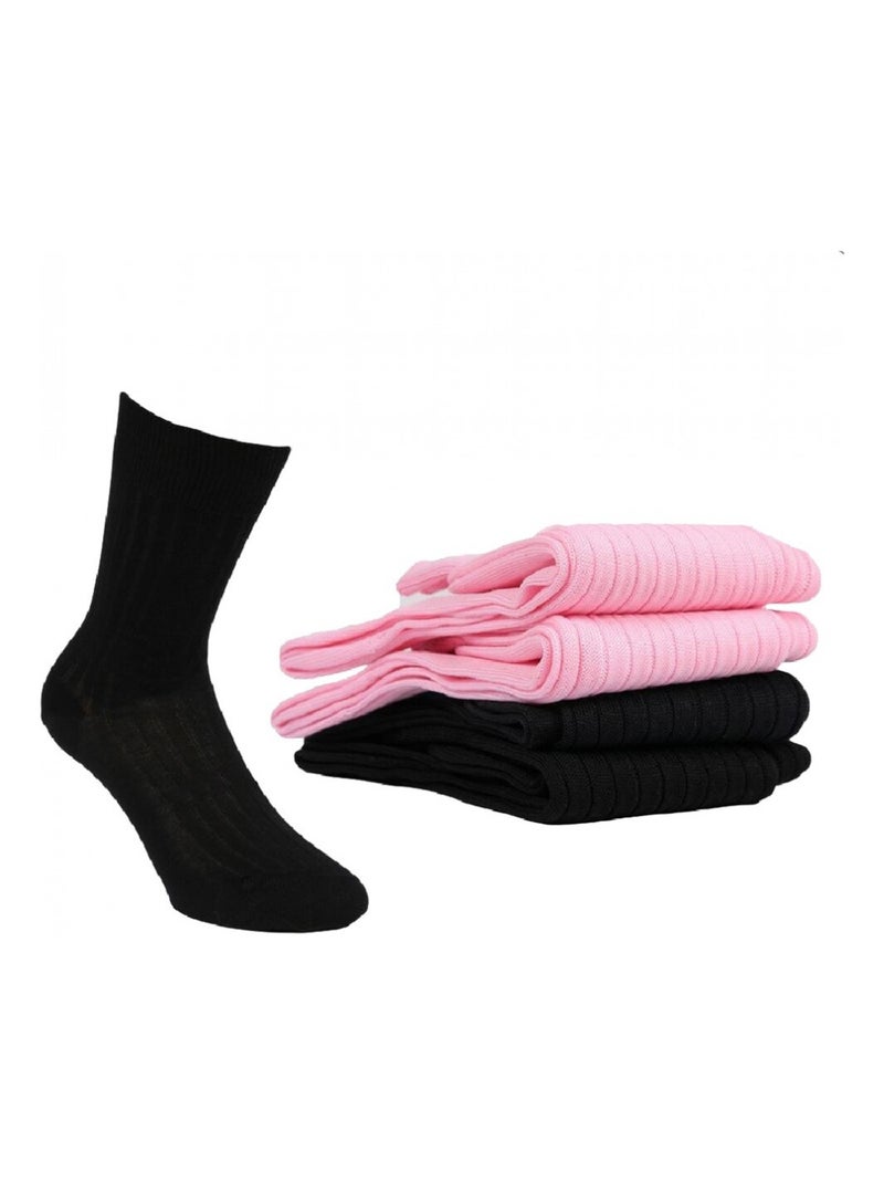 Chaussettes Homme Lot de 4 Fil d'Ecosse Noir Rose clair - Kiabi