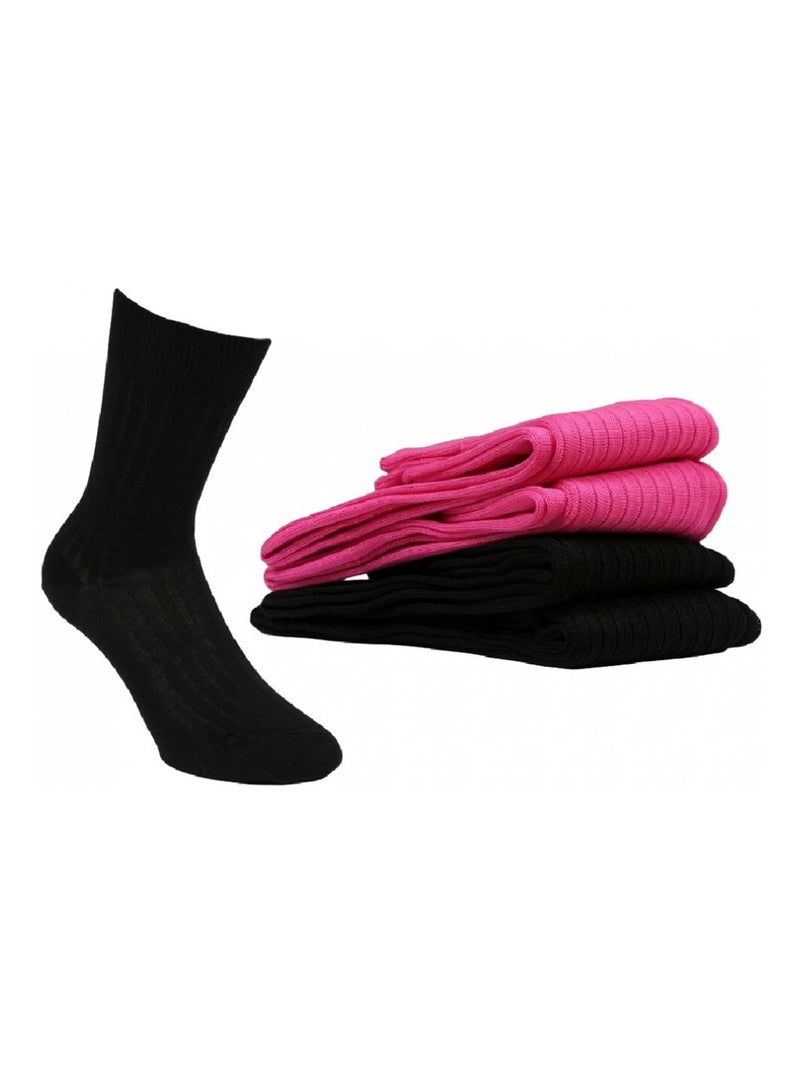 Chaussettes Homme Lot de 4 Fil d'Ecosse Noir Rose - Kiabi