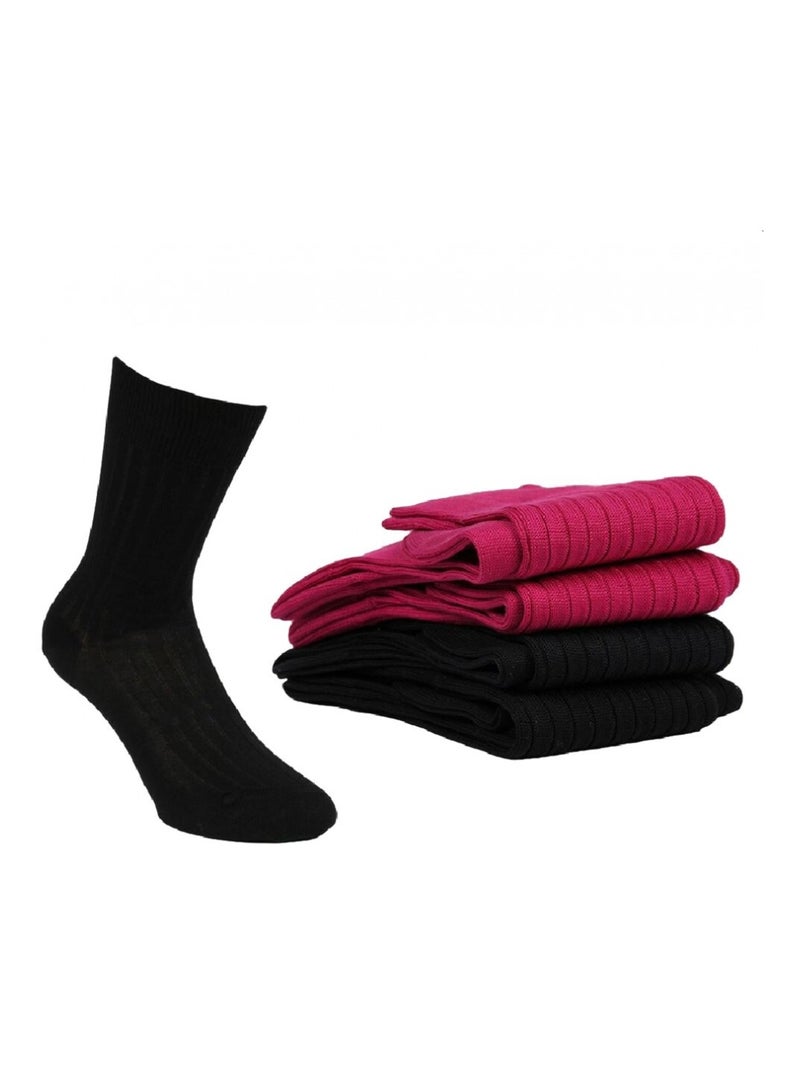 Chaussettes Homme Lot de 4 Fil d'Ecosse Noir Rose foncé - Kiabi