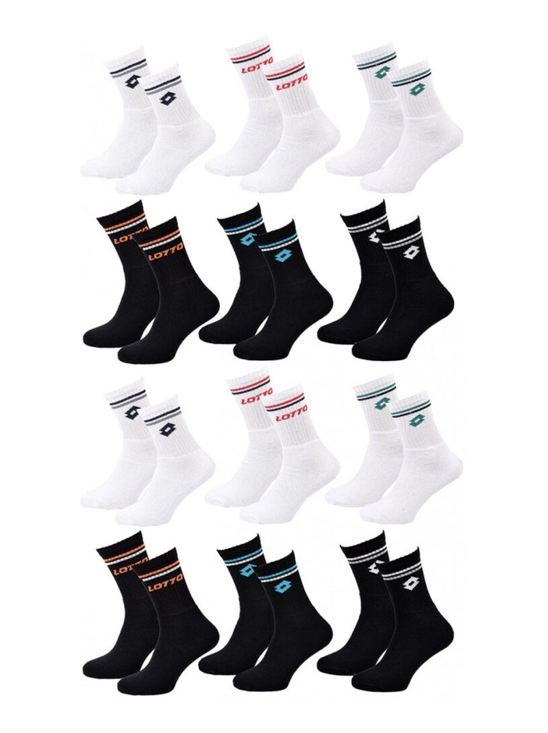 Chaussettes Homme LOTTO - Pack de 12 Blanc Noir - Kiabi