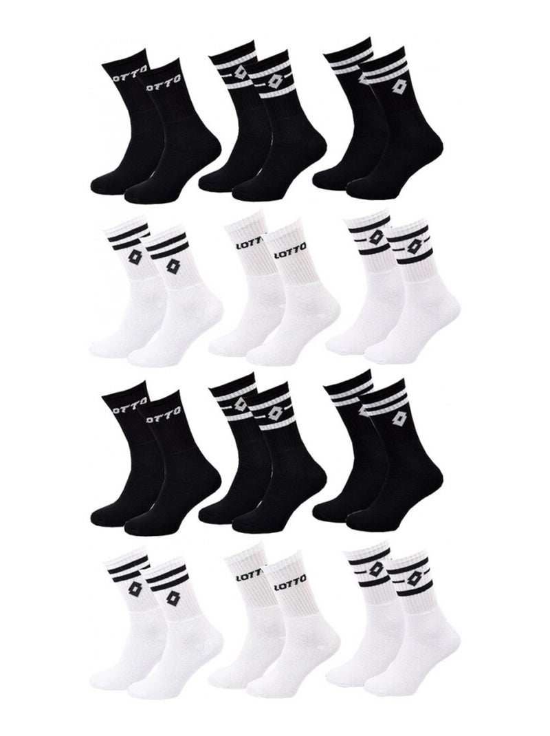 Chaussettes Homme LOTTO - Pack de 12 Noir Blanc - Kiabi