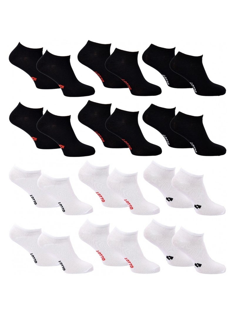 Chaussettes Homme LOTTO - Pack de 12 Noir Blanc - Kiabi