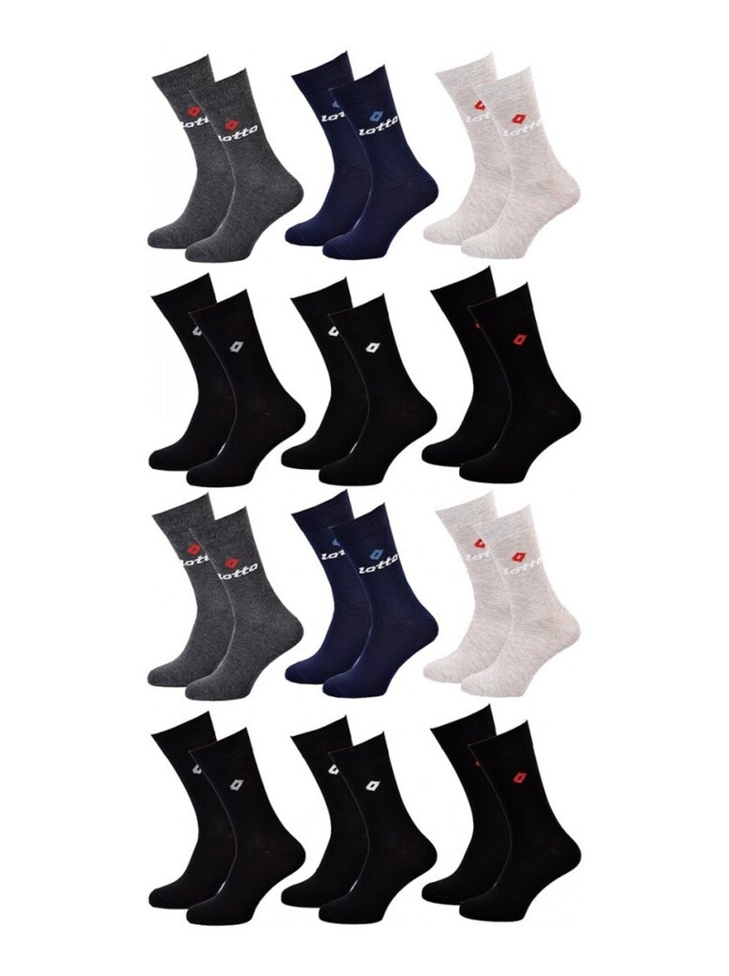 Chaussettes Homme LOTTO - Pack de 12 Noir Gris anthracite Bleu - Kiabi