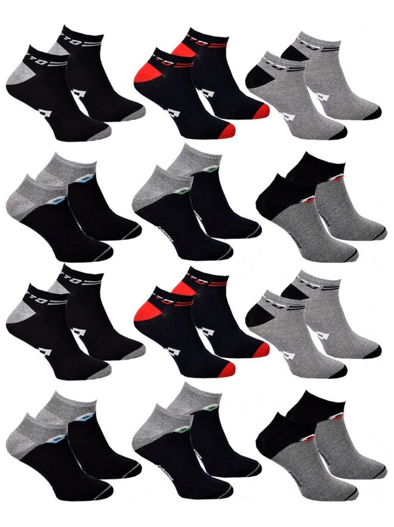 Chaussettes Homme LOTTO - Pack de 12 Noir Gris anthracite - Kiabi