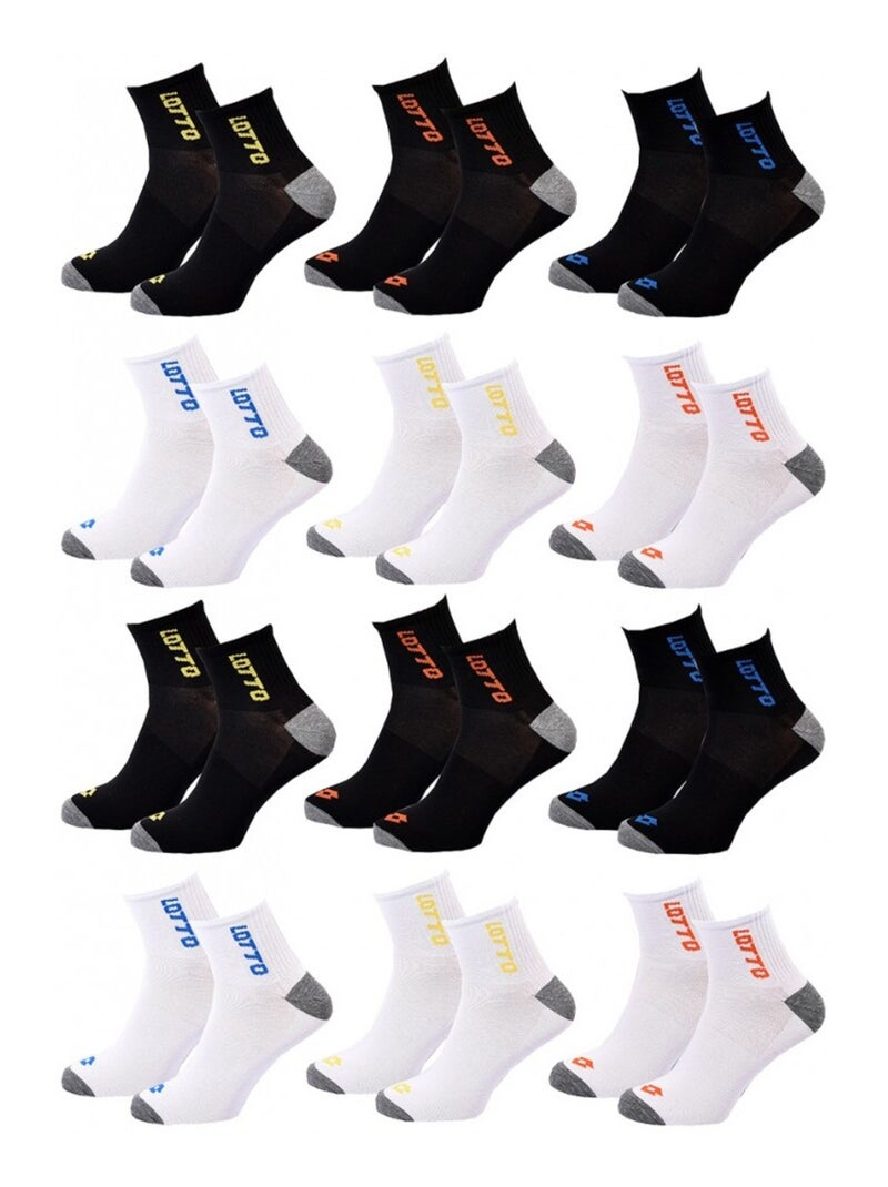 Chaussettes Homme LOTTO - Pack de 12 Noir Multicolore Blanc - Kiabi