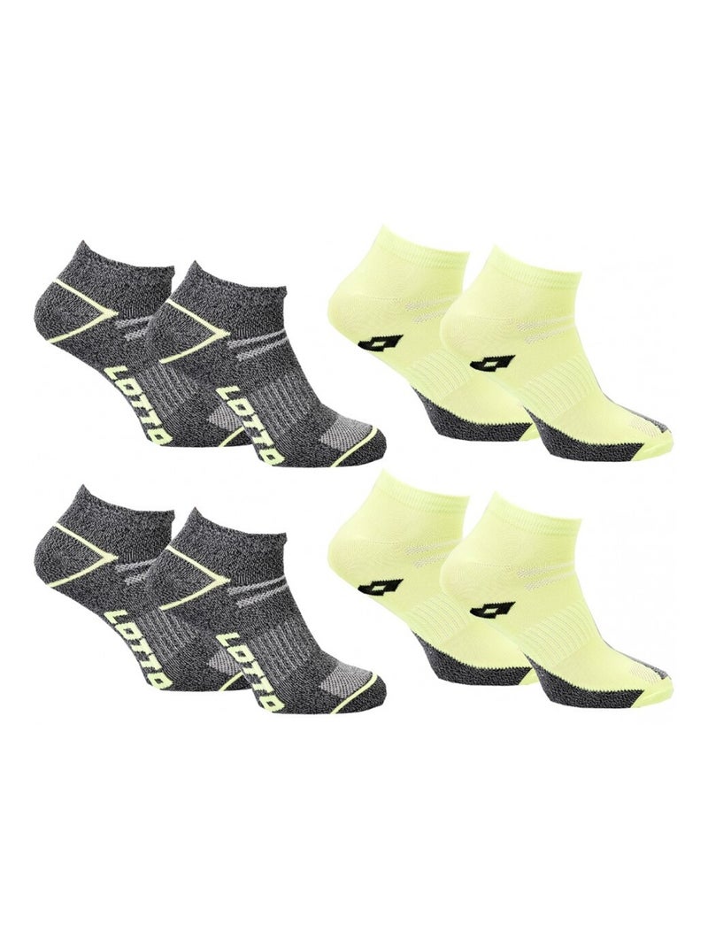 Chaussettes Homme LOTTO - Pack de 4 Gris Jaune Noir - Kiabi