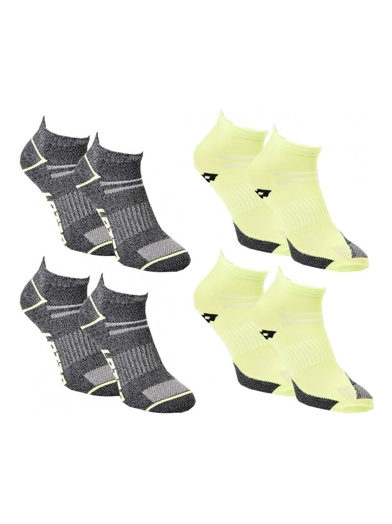 Chaussettes Homme LOTTO - Pack de 4 Gris Jaune Noir - Kiabi